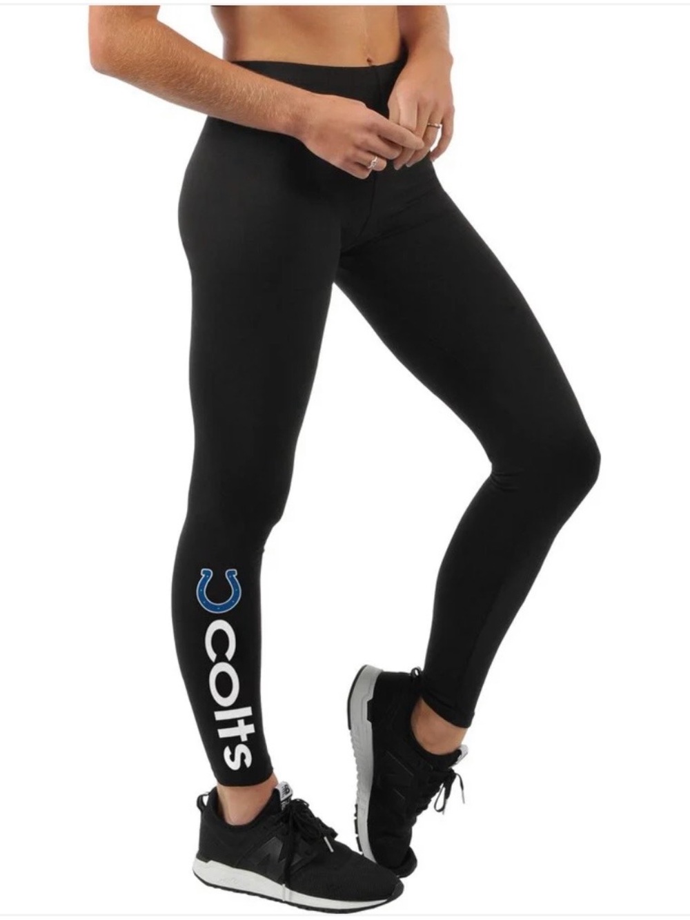 NFL Colts Black Leggings with Blue & White Logo